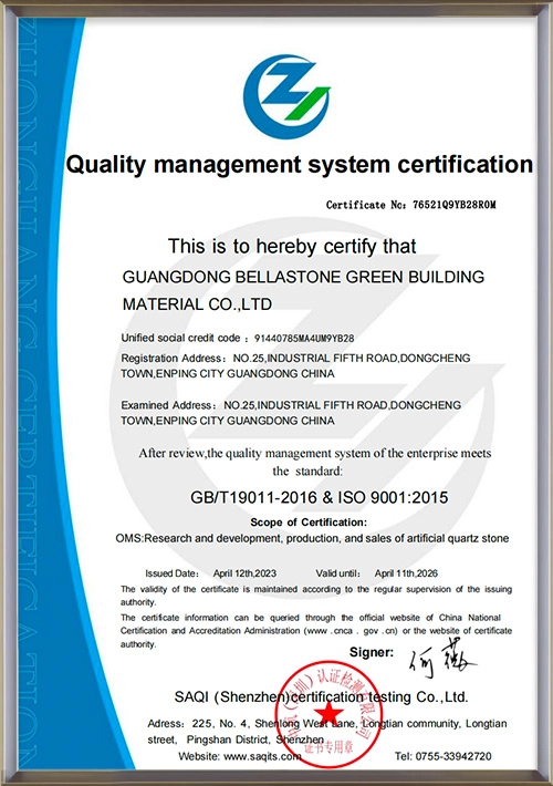 ISO9001 - BELLASTONE ISO9001 - BELLASTONE